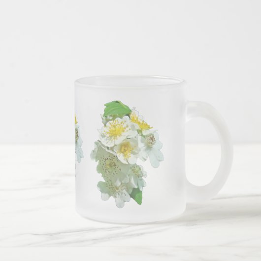 ホワイトマルチフローラバラワイルドフラワー フロストグラスマグカップ (右)