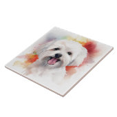 ホワイトマルチーズウォーターカラードッグペット タイル (側面)