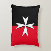 ホワイトマルチーズクロス&マルタ国旗の記号/騎士 アクセントクッション (裏面(縦))