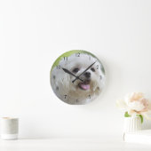 ホワイトマルチーズドッグ ラウンド壁時計 (ホーム)