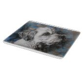 ホワイトマルチーズ/シーズー（犬）ズフワフワ犬 カッティングボード (角)