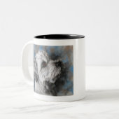 ホワイトマルチーズ/シーズー(犬)ズフワフワ犬 ツートーンマグカップ (正面左)