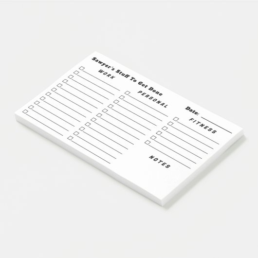 ホワイトマンの日々の計画チェックリスト ポストイット (アングル)