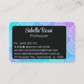 ホワイトマンダラオンアクアピンクブレンドレインボーブラック 名刺 (裏面)