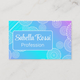ホワイトマンダラオンアクアピンクブレンドレインボーブルー 名刺