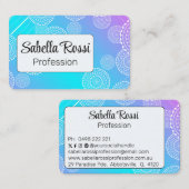 ホワイトマンダラオンアクアピンクブレンドレインボーホワイト 名刺 (正面/裏面)