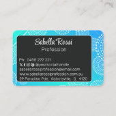 ホワイトマンダラオンアクアブルーブレンドレインボーブラック 名刺 (裏面)