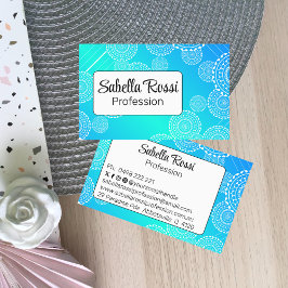 ホワイトマンダラオンアクアブルーブレンドレインボーホワイト 名刺