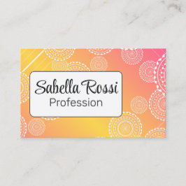 ホワイトマンダラオンイエローピンク混色レインボーホワイト 名刺