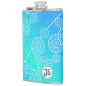 ホワイトマンダラスオンアクアブルーレインボーブレンドモノグラム フラスク (左)
