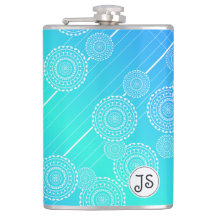 ホワイトマンダラスオンアクアブルーレインボーブレンドモノグラム