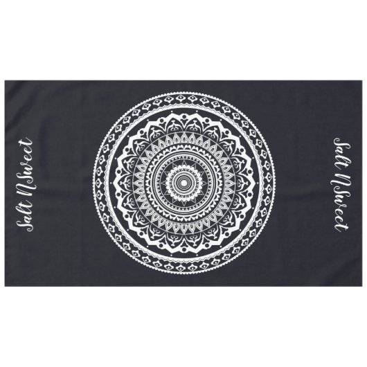 ホワイトマンダラ海を自由に設定 テーブルクロス (正面(横))