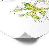 ホワイトマーガレットデイジーインクと水彩画 ポスター (角)