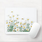 ホワイトマーガレットデイジー水平水彩画 マウスパッド (マウス)