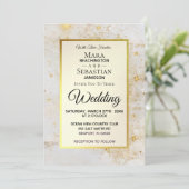 ~ホワイトマーブルとスターダスト金ゴールドグリッター 招待状 (スタンド正面)