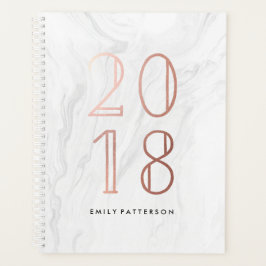 ホワイトマーブルとバラ金ゴールド | パーソナライズされたプランナー プランナー手帳