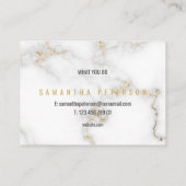 ホワイトマーブルと金ゴールドモダンミニマリスト 名刺 (裏面)