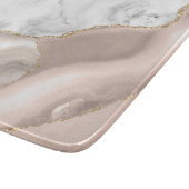 ホワイトマーブルアイボリーアゲート金ゴールドグリッター カッティングボード (角)