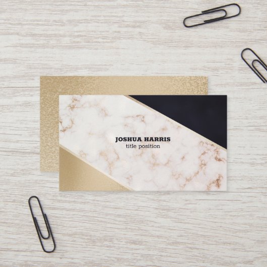 ホワイトマーブルアンドグリッター 名刺 (正面/裏面インサイチュ)