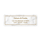 ホワイトマーブルアンド金ゴールド差出人住所ラベル ラベル (正面)