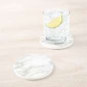 ホワイトマーブルエレガントテンプレートラウンドサンドストーン コースター (側面)