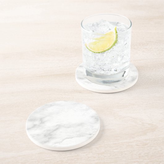 ホワイトマーブルエレガントテンプレートラウンドサンドストーン コースター (側面)