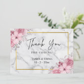 ホワイトマーブルエレガントフローラ結婚ズ サンキューカード (スタンド正面)