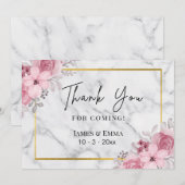 ホワイトマーブルエレガントフローラ結婚ズ サンキューカード (正面/裏面)