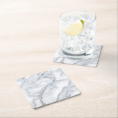 ホワイトマーブルカラカラカラカッタテクスチャ スクエアペーパーコースター (インサイチュ)