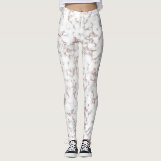 ホワイトマーブルカララバラ金ゴールドグリッターテクスチャ レギンス (正面)