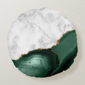 ホワイトマーブルギルドエメラルドグリーンアゲート ラウンドクッション (裏面)