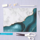 ホワイトマーブルギルドティール（緑がかった色）ブルーアゲート 薄葉紙 (クラフト)