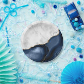 ホワイトマーブルギルド海軍ブルーアゲート ペーパープレート (パーティー)