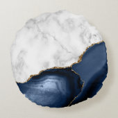 ホワイトマーブルギルド海軍ブルーアゲート ラウンドクッション (裏面)