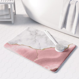ホワイトマーブルギルド赤面ピンクアゲート バスマット