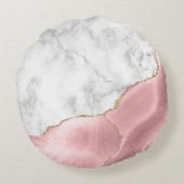 ホワイトマーブルギルド赤面ピンクアゲート ラウンドクッション (裏面)