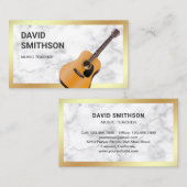 ホワイトマーブルクラシックギターミュージック先生ギタリスト 名刺 (正面/裏面)