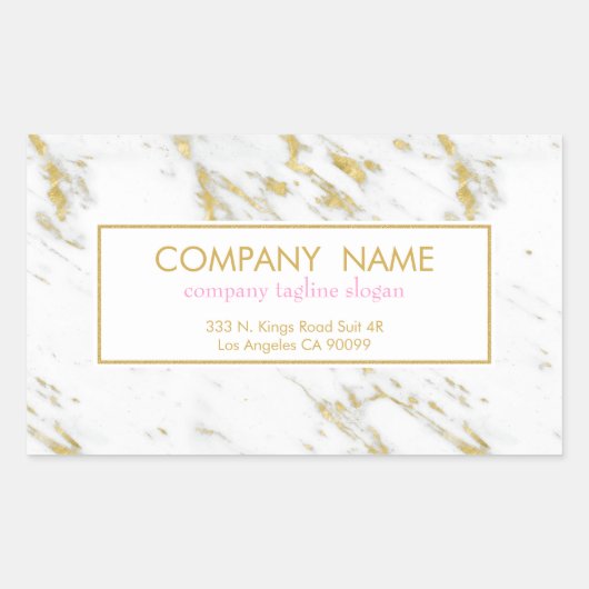 ホワイトマーブルグリッター 長方形シール (正面)