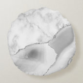 ホワイトマーブルグレーアゲートシルバーグリッター ラウンドクッション (裏面)