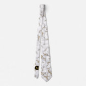 ホワイトマーブルグレー&金ゴールドビーニングモノグラム結婚ズ ネクタイ (裏面)