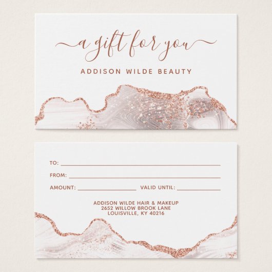 ホワイトマーブルゲートバラ金ゴールドビジネスギフトカード (正面&裏面)