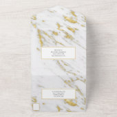 ホワイトマーブルゴールデングリッター結婚式招待状 オールインワン招待状 (外側)