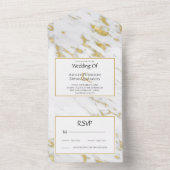 ホワイトマーブルゴールデングリッター結婚式招待状 オールインワン招待状 (内側)