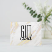 ホワイトマーブルゴールデンダストブラックレターギフトカード ポストカード (スタンド正面)