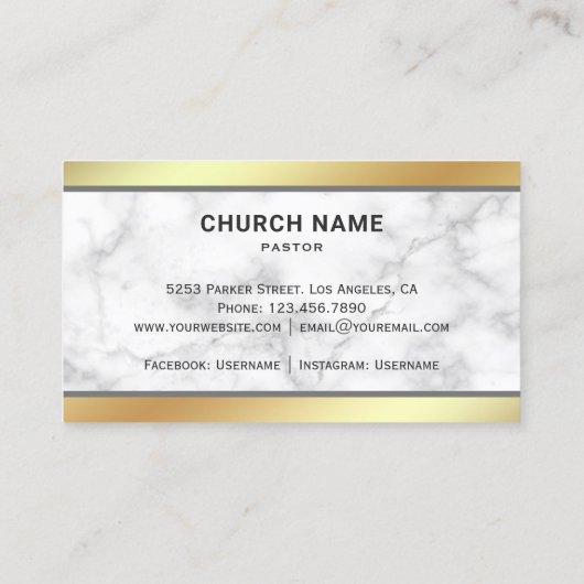 ホワイトマーブルゴールドフォイルイエスキリスト十字架 名刺 (裏面)