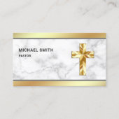 ホワイトマーブルゴールドフォイルイエスキリスト十字架 名刺 (正面)