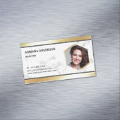 ホワイトマーブルゴールドフォイルエステ実在ートフォト不動産仲介業者 マグネット名刺 (インサイチュ)