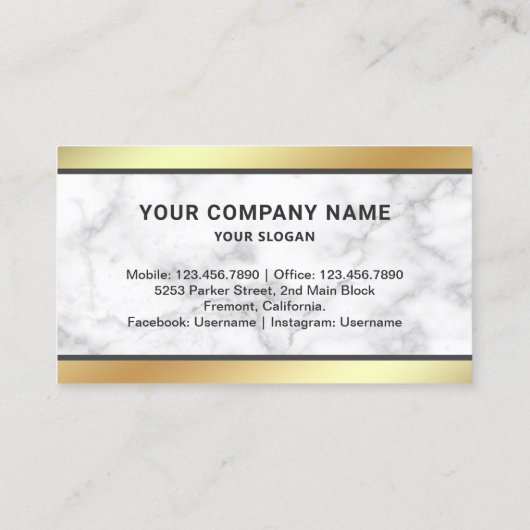 ホワイトマーブルゴールドフォイル実在エステートフォト不動産仲介業者 名刺 (裏面)