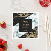 ホワイトマーブルゴールドフォイル絵を描テクスチャ誕生日 スタンダードカクテルナプキン (インサイチュ)