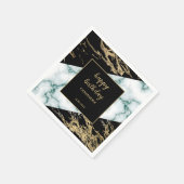 ホワイトマーブルゴールドフォイル絵を描テクスチャ誕生日 スタンダードカクテルナプキン (角)